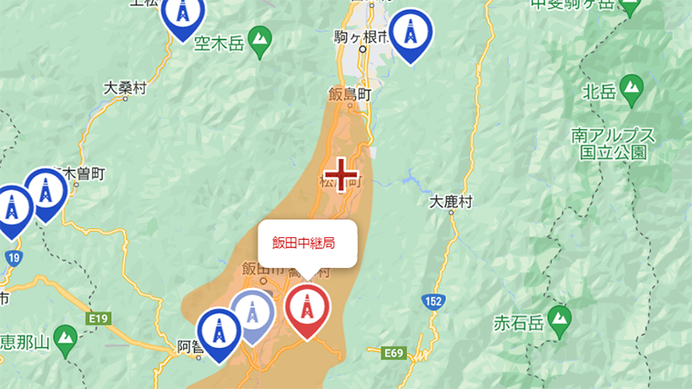 松川町の地デジの電波
