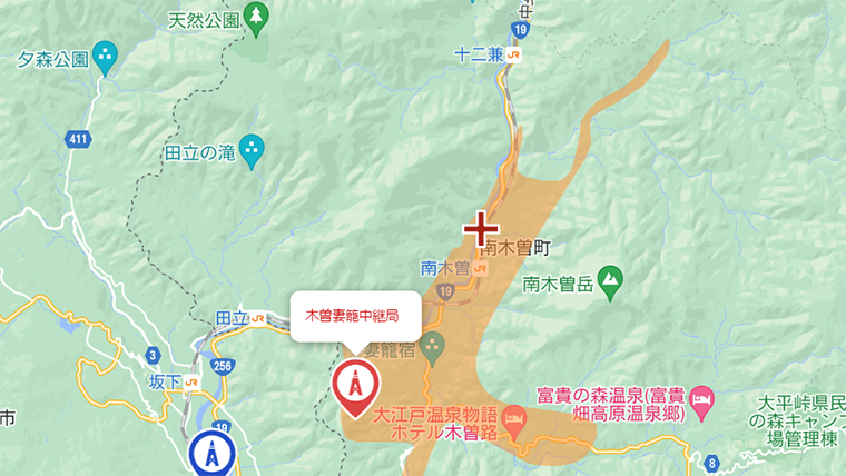 南木曽町の地デジの電波