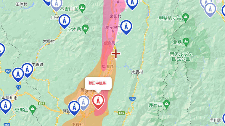 中川村の地デジの電波