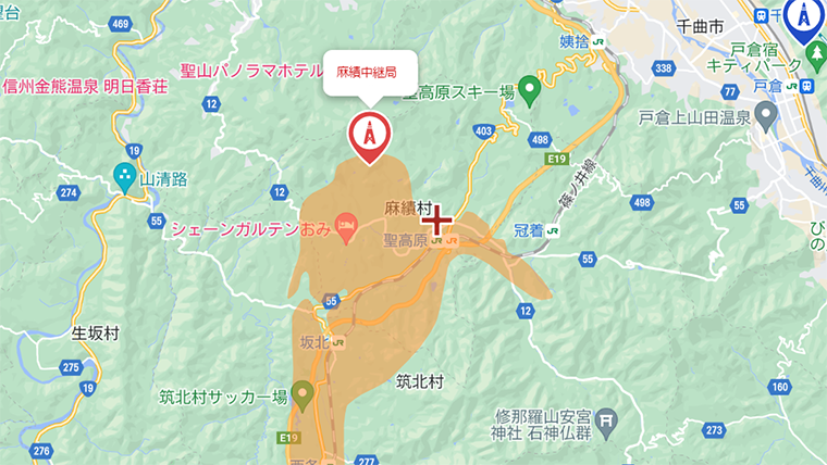 麻績村の地デジの電波