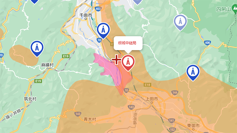 坂城町の地デジの電波