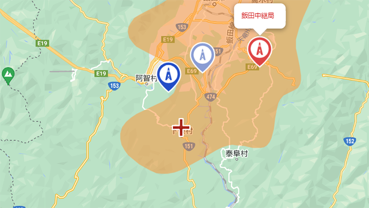 下條村の地デジの電波