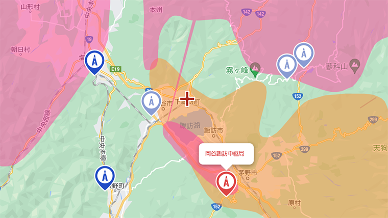 下諏訪町の地デジの電波