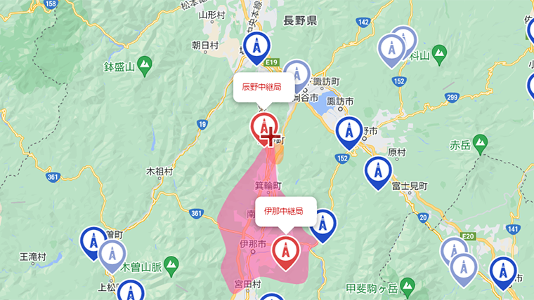 辰野町の地デジの電波