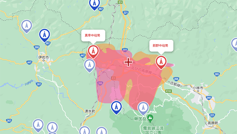 えびの市の地デジの電波