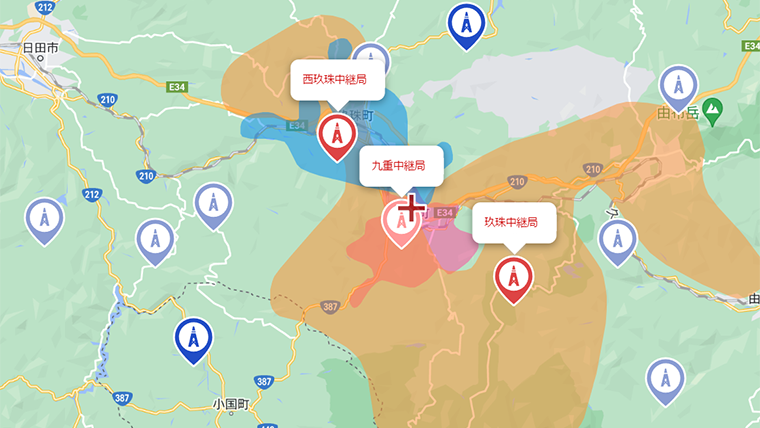 九重町の地デジの電波