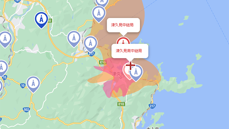 津久見市の地デジの電波