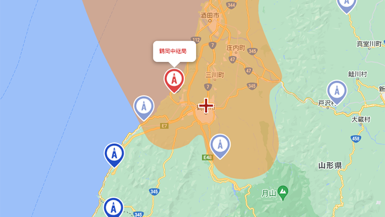 鶴岡市の地デジの電波