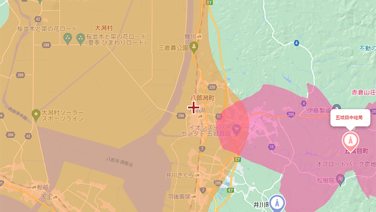 八郎潟町の地デジの電波