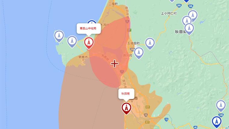潟上市の地デジの電波