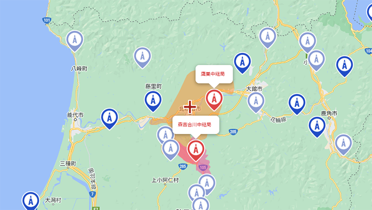 北秋田市の地デジの電波