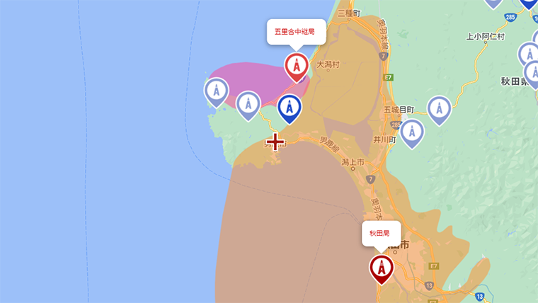 男鹿市の地デジの電波