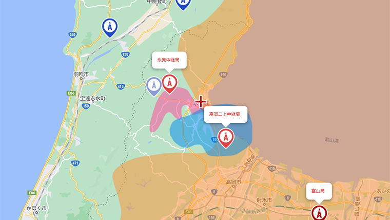 氷見市の地デジの電波