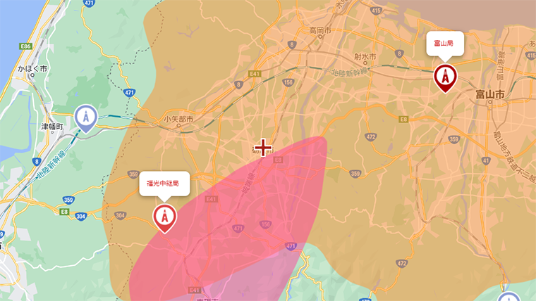 砺波市の地デジの電波