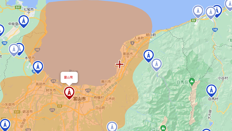 魚津市の地デジの電波