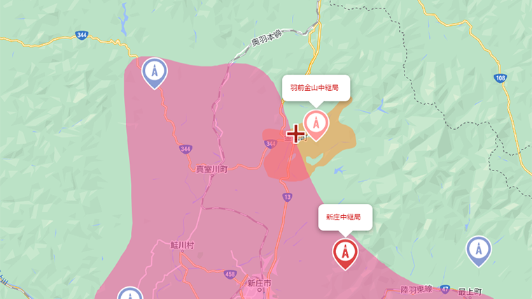 金山町の地デジの電波