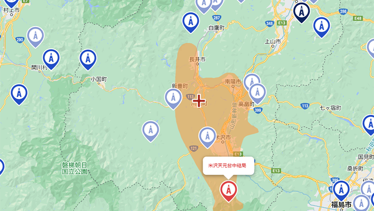 川西町の地デジの電波