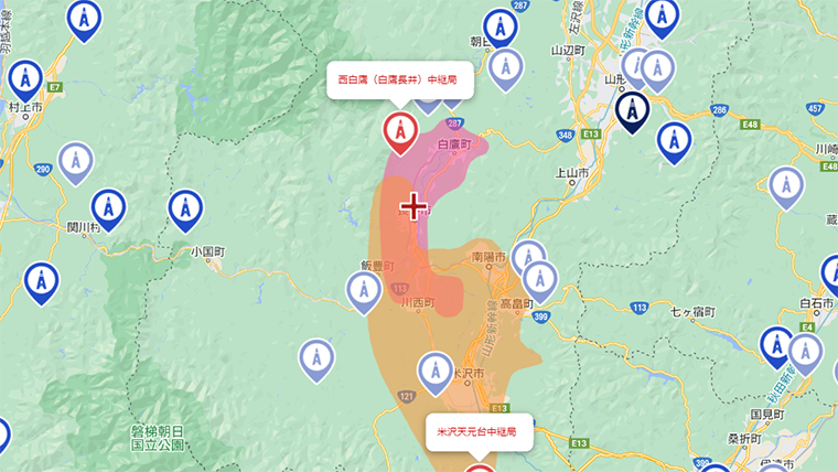 長井市の地デジの電波