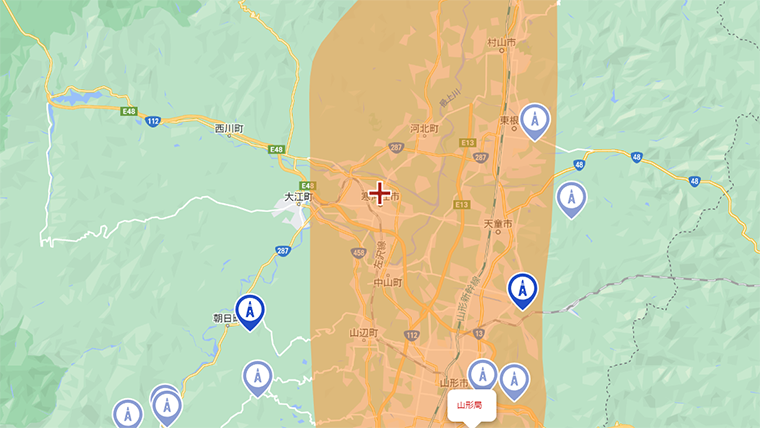 寒河江市の地デジの電波