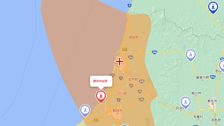 酒田市の地デジの電波