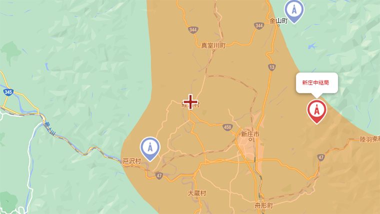 鮭川村の地デジの電波