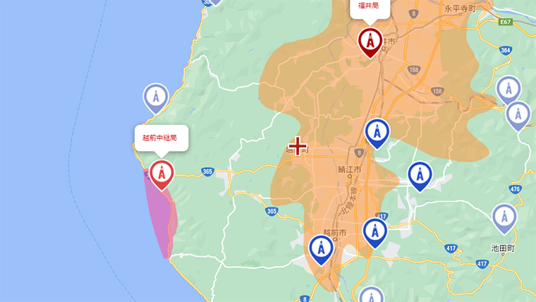 越前町の地デジの電波