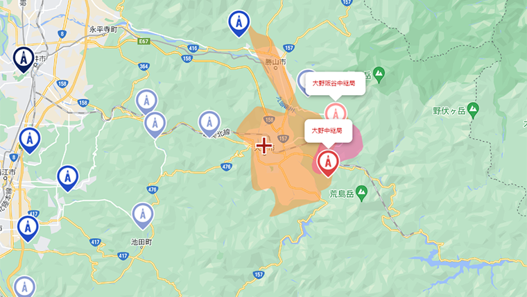 大野市の地デジの電波