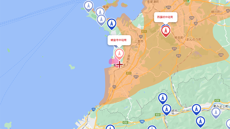 観音寺市の地デジの電波