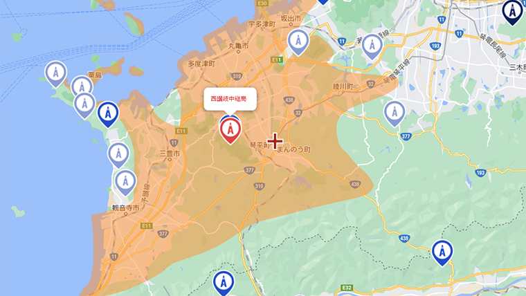 まんのう町の地デジの電波