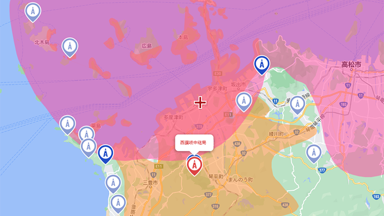 丸亀市の地デジの電波