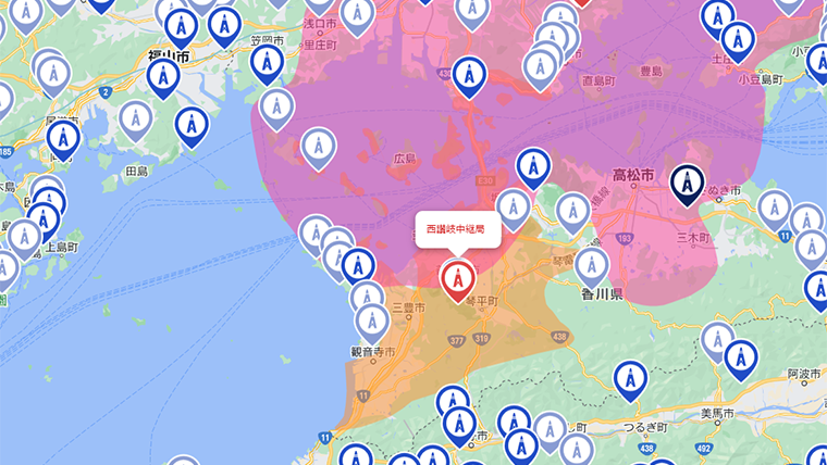 多度津町の地デジの電波