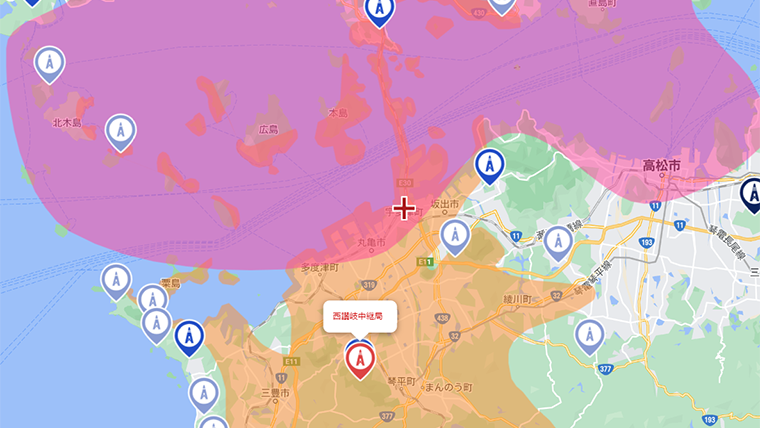 宇多津町の地デジの電波