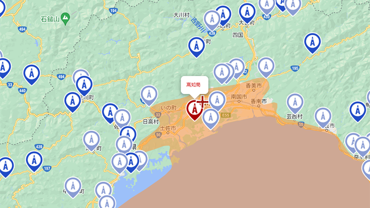 高知市の地デジの電波