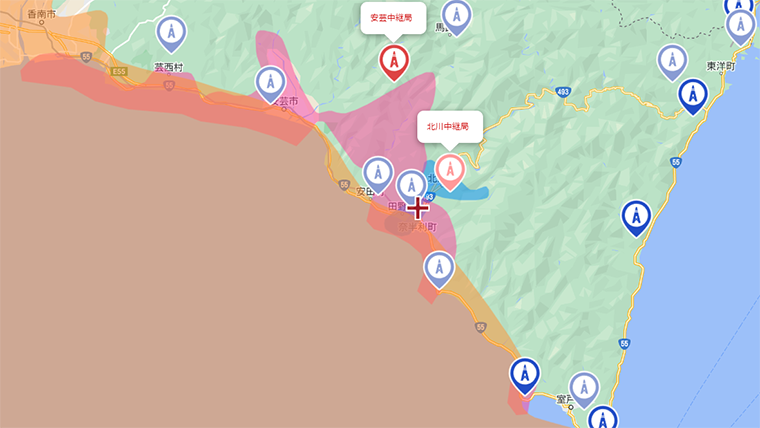 奈半利町の地デジの電波