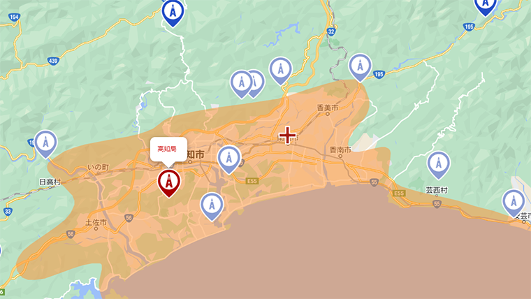 南国市の地デジの電波