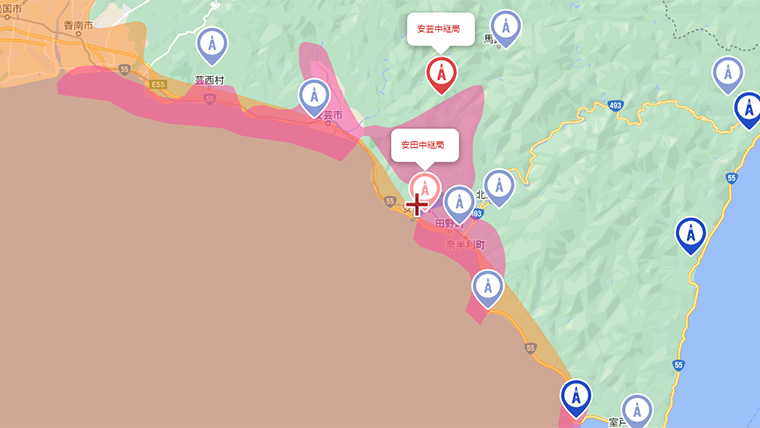 安田町の地デジの電波