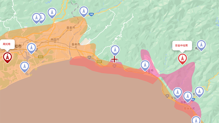 芸西村の地デジの電波