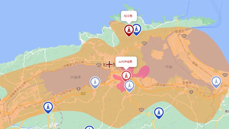 松江市の地デジの電波