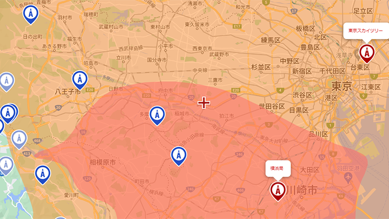 調布市の地デジの電波